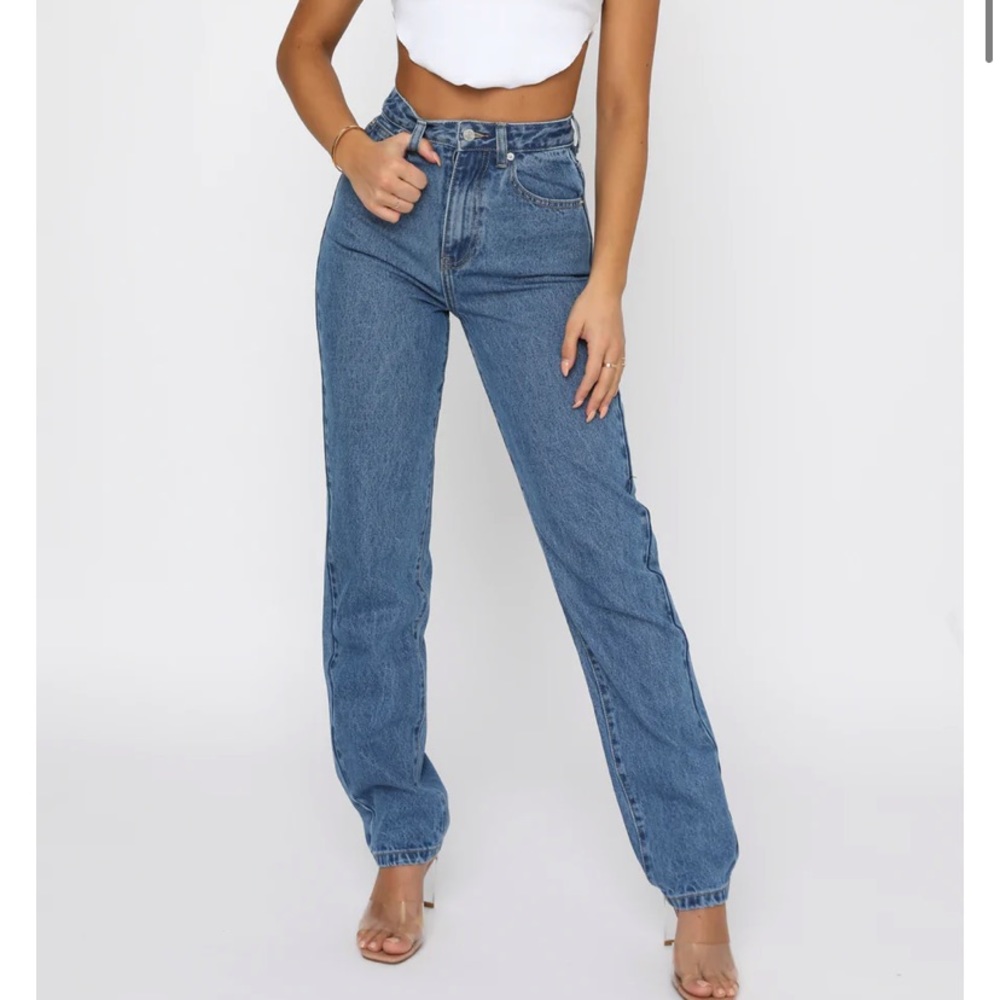 WHITE FOX Who's That Girl Straight Leg Denim Jeans 90's Blue